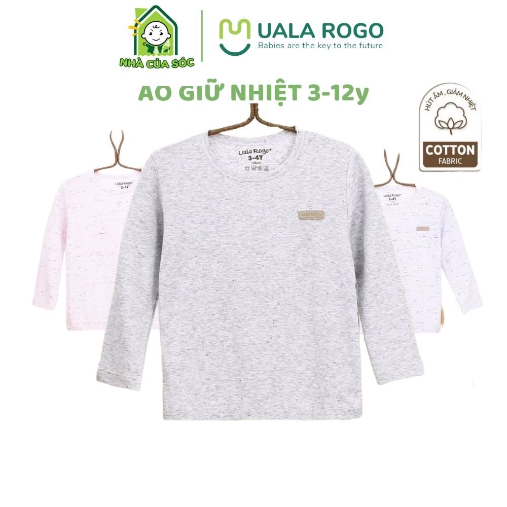 Áo giữ nhiệt cho bé trai bé gái Ualarogo 3 tháng - 12 tuổi giữ ấm cơ thể Cotton mềm mại cổ tròn viền thu đông Ur3207
