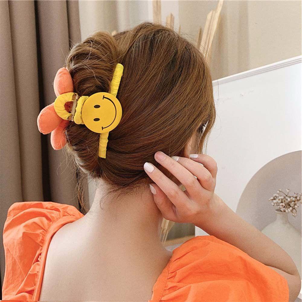 MXGOODS Kẹp Tóc Hình Hoa / Mặt Cười Bằng Vải Lông Nhung Thời Trang Cho Nữ