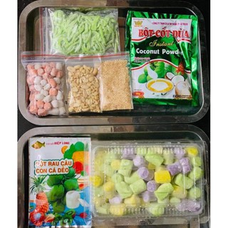 set chè khoai dẻo tự nấu ❤NOWSHIP❤ 500gr khoai dẻo, 1 túi trân châu, 1 túi sợi chè Thái Lod Chong, 1 túi cốt chè..