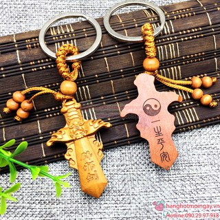 Móc chìa khóa hình cây kiếm gỗ C104