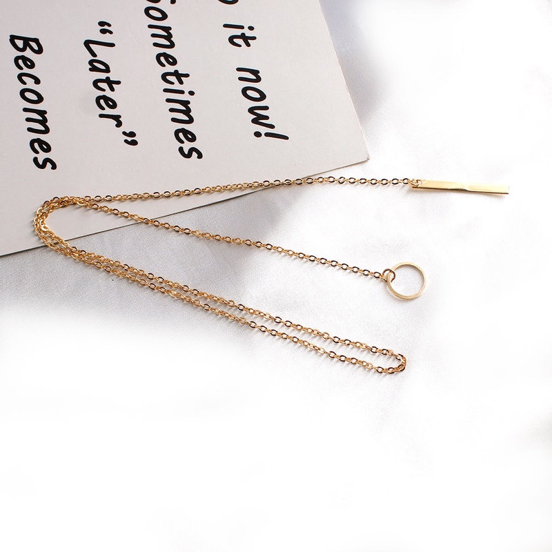 Vòng cổ Mặt Thanh Tròn Màu Vàng Thời Trang Cho Nữ