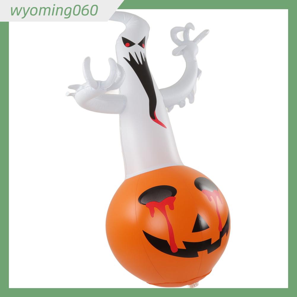 Wyoming060 Bóng ma bí ngô bơm hơi 16 màu LED Ánh sáng chống chịu thời tiết Halloween trang trí cho sân vườn trước cỏ