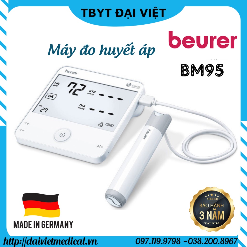 MÁY ĐO HUYẾT ÁP BEURER BM95 NHẬP KHẨU ĐỨC CÔNG NGHỆ BLUETOOTH BẢO HÀNH CHÍNH HÃNG 3 NĂM KÈM SẠC