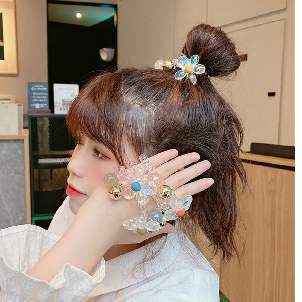 Dây buộc tóc co giãn trong suốt nhiều màu sắc thời trang cho nữ