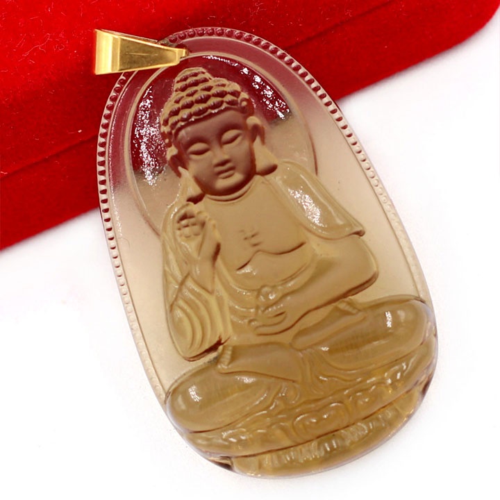 Mặt Dây Chuyền Phật A Di Đà Màu Nâu Khói 3.6cm - Mặt Size Nhỏ - Tặng Kèm Móc Inox - Phong Thủy 868