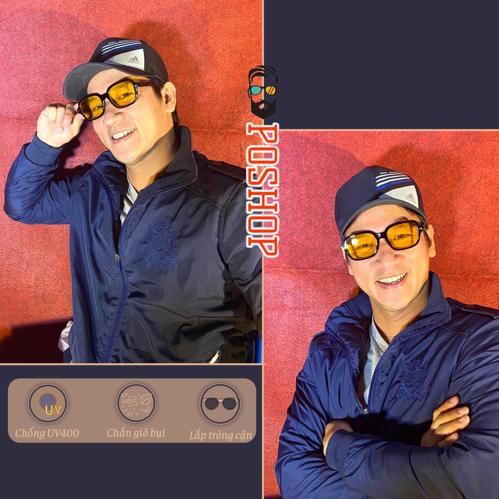 Kính mát nam nữ POSHOP chống UV400 thiết kế mắt vuông dễ đeo màu sắc thời trang ST