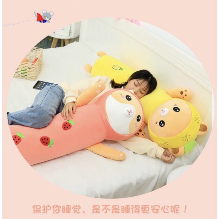 Gối ôm Hình Thú✨Freeship✨Gối ôm mèo dâu,mèo dứa 110cm khổng lồ