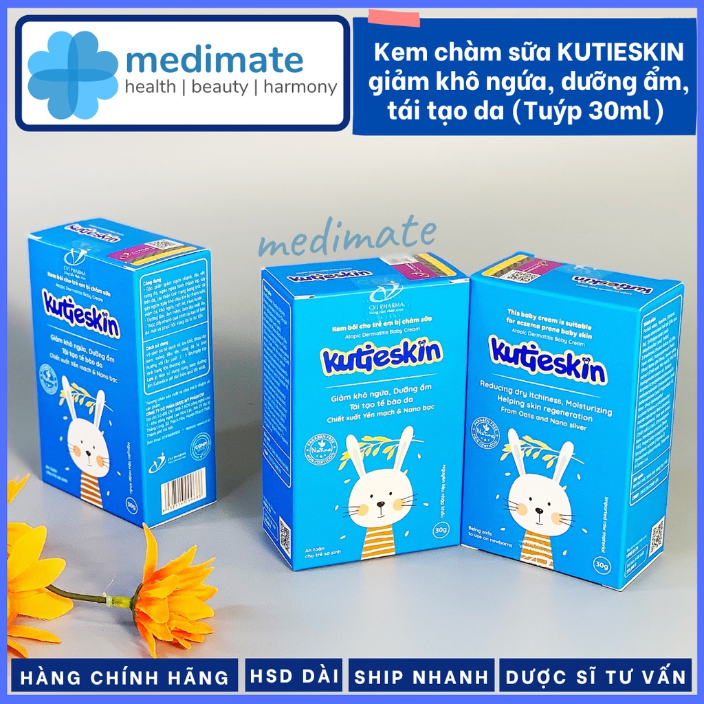 Kem bôi chàm sữa KUTIESKIN cho bé giảm khô ngứa, dưỡng ẩm, tái tạo da (Tuýp 30g)