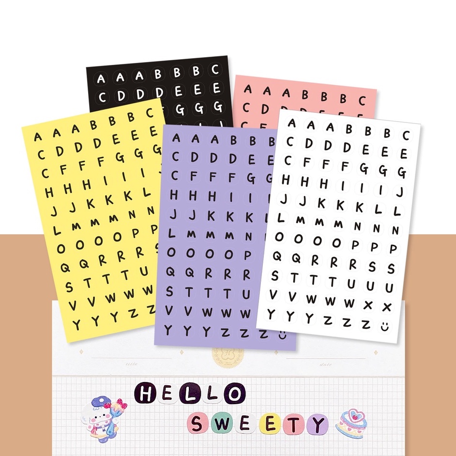 Decor top loader sticker chữ cái tiếng anh Winzige cute sticker alphabet hình dán chữ nhãn trang trí toploader decor sẵn