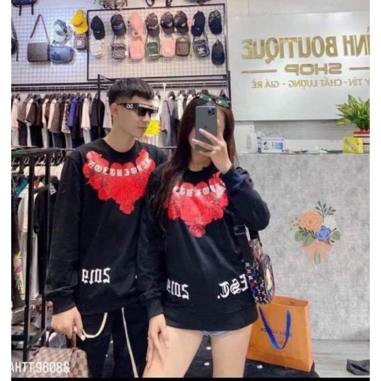 Áo sweater nam nữ dài tay hottrend Hoa Hồng 2 mặt form rộng unisex chất nỉ cotton dày