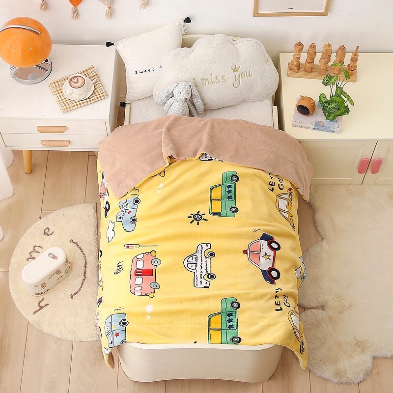 Chăn Nỉ Nhung Sữa Hoạt Hình Dễ Thương Cho Các Bé_shinbedding