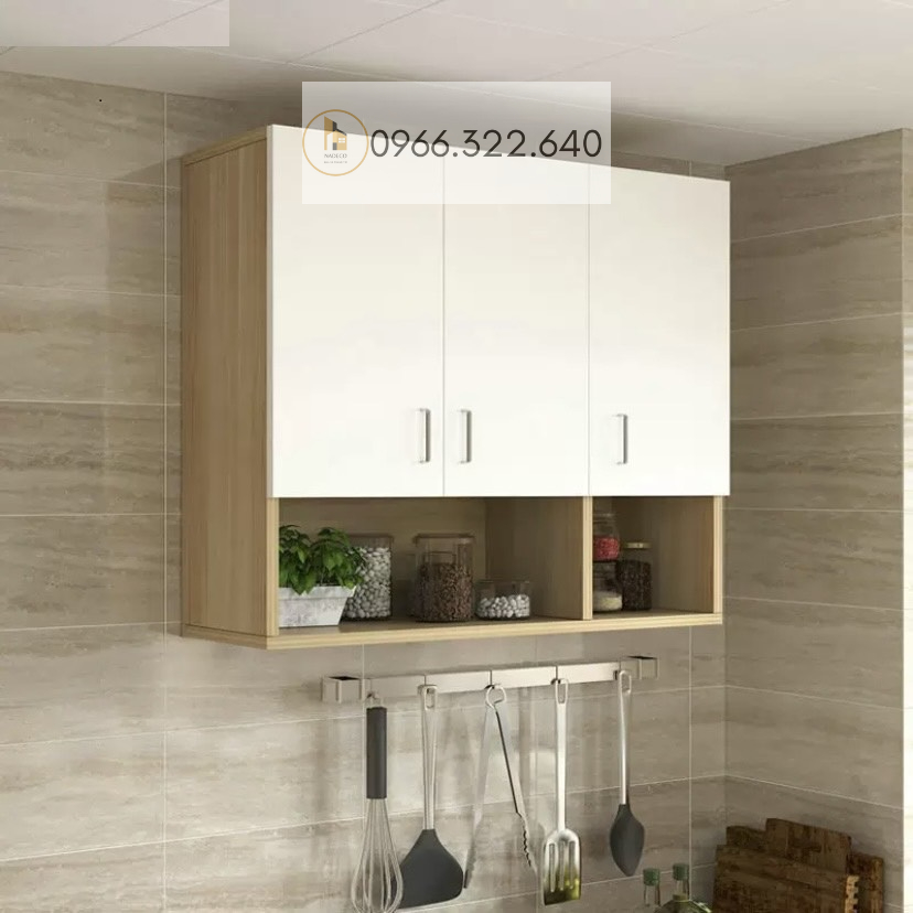 Tủ bếp treo ốp tường đa năng mini tủ gỗ 3 cánh gắn tường chắc chắn bền đẹp dễ lắp thương hiệu NADECOR
