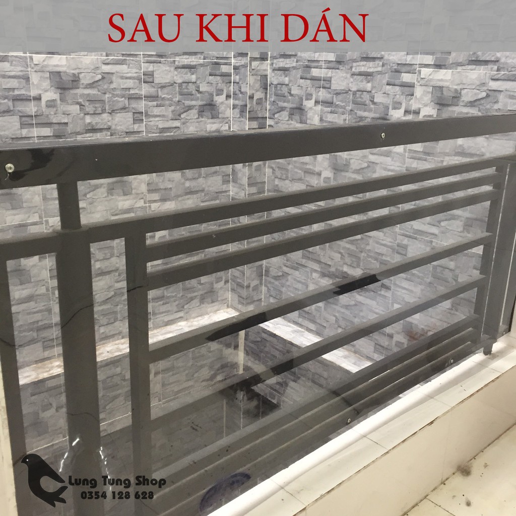 Tấm nhựa bảo vệ trong suốt dán lan can cầu thang , ban công - bảo vệ trẻ em và thú cưng