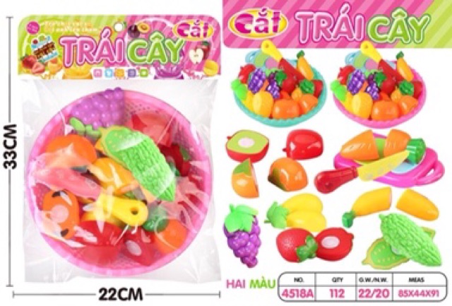 Bộ cắt hoa quả bằng nhựa kèm khay, rổ