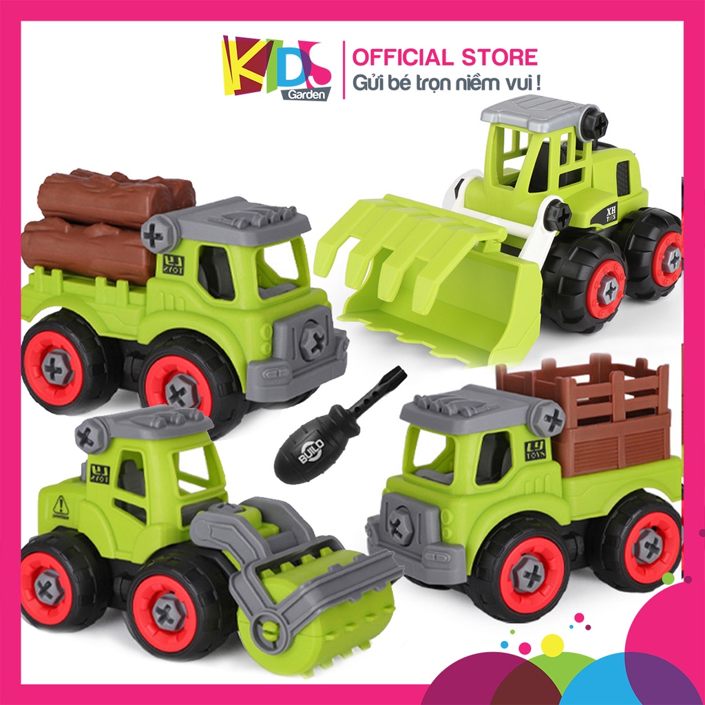 Xe đồ chơi cho bé xe ô tô lắp ráp cho trẻ với chủ đề xe công trường XDC19 KIDS GARDEN