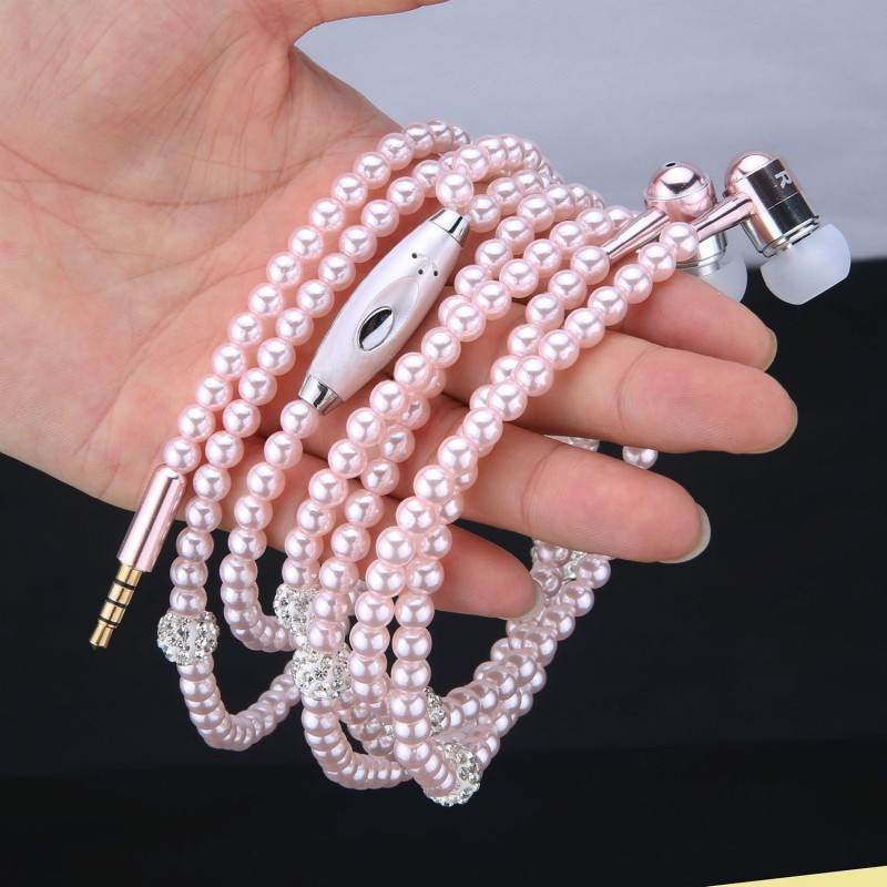 Tai nghe nhét trong tai Tai nghe vòng cổ Tai nghe màu hồng ngọc trai Quà tặng cho bé gái