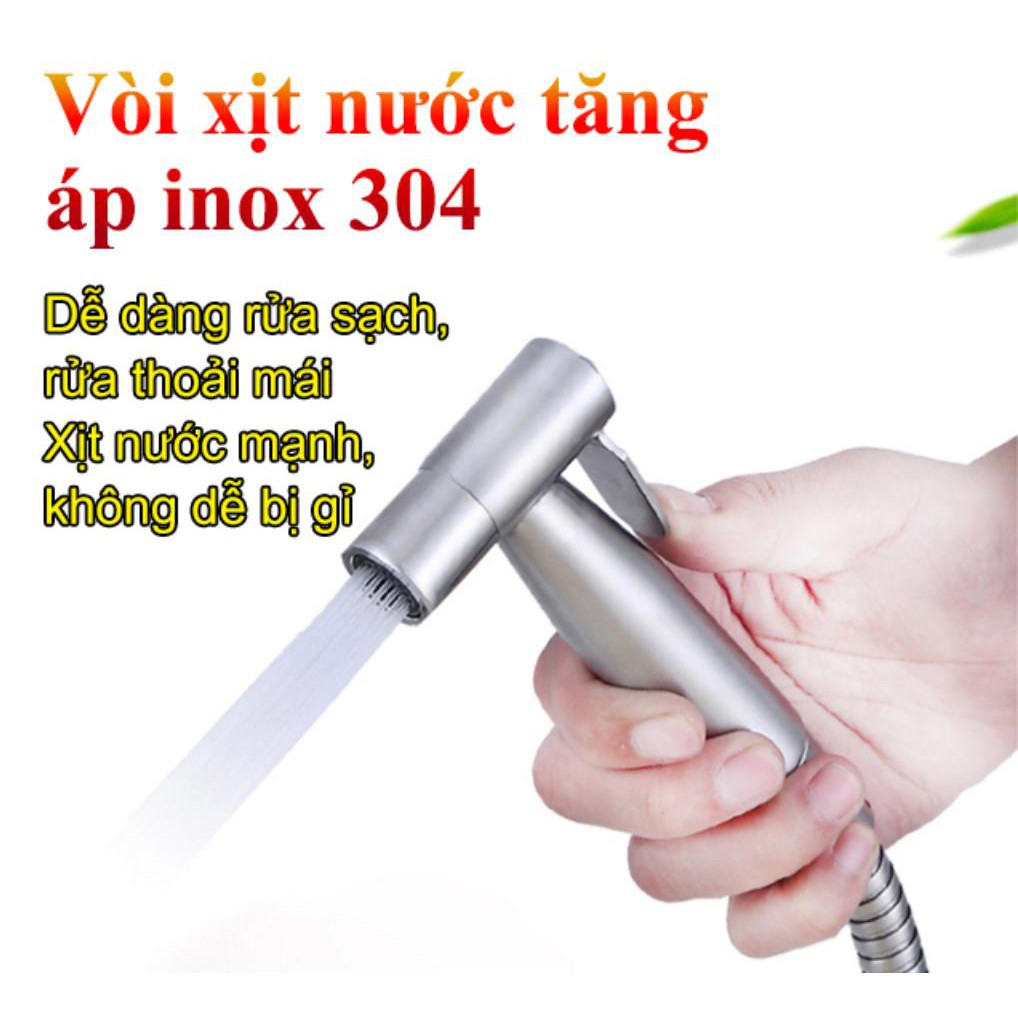 Bộ Vòi xịt nước tăng áp inox kèm van khoá Stainless Steel - Home and Garden