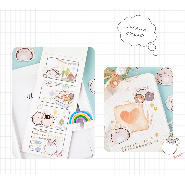 Hộp 45 miếng sticker mẫu khay chuột béo đáng yêu