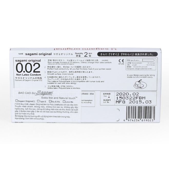 Bao Cao Su Sagami Original 0.02mm ( 2 cái)