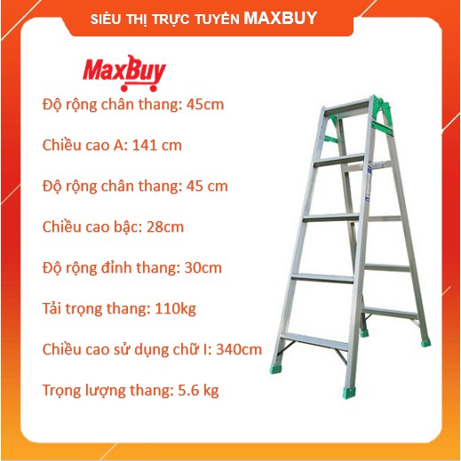 Thang nhôm gấp chữ A 5 bậc Nikawa NKY-5C chính hãng, bảo hàng 18 tháng