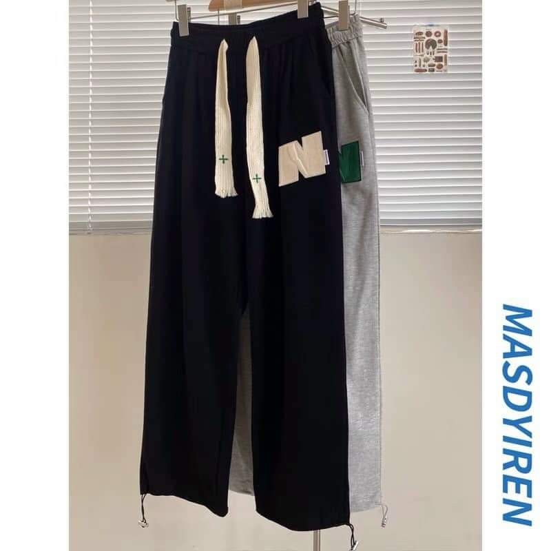 Quần Jogger Nỉ, Quần Thun Unisex Thêu Chữ N Vải Mịn 2 Màu HOT HIT