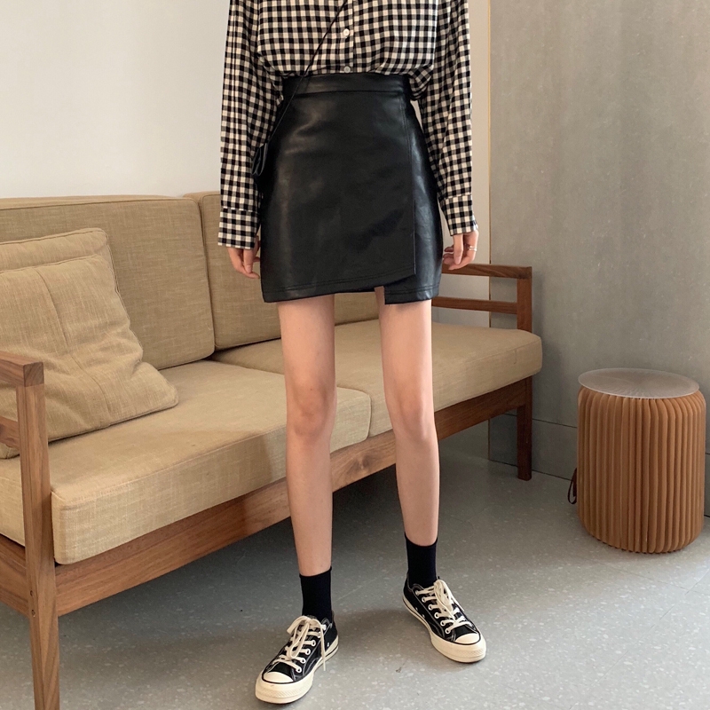 Chân Váy Da Pu Lưng Cao Dáng Chữ A Phong Cách Hàn Quốc | BigBuy360 - bigbuy360.vn