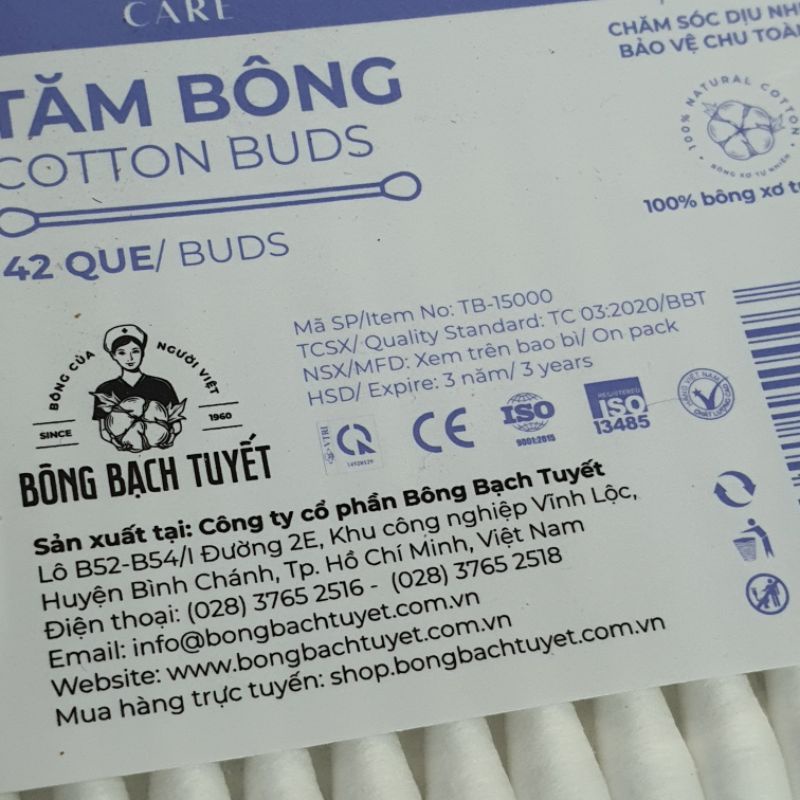 Tăm bông Kotton người lớn (bịch 42 que) - Đông Anh Pharmart