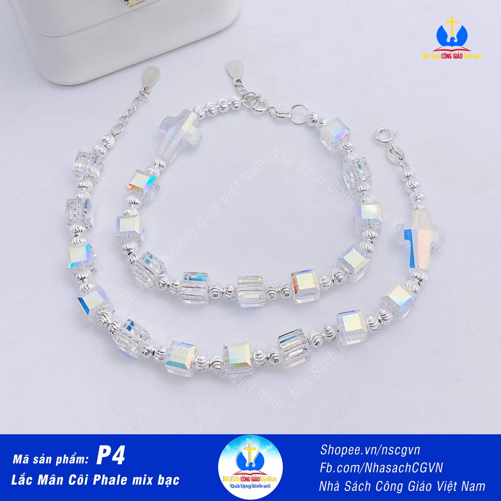 Lắc Mân Côi Phale Swarovski P4 mix bạc ta  - Nhà Sách Công Giáo Việt Nam