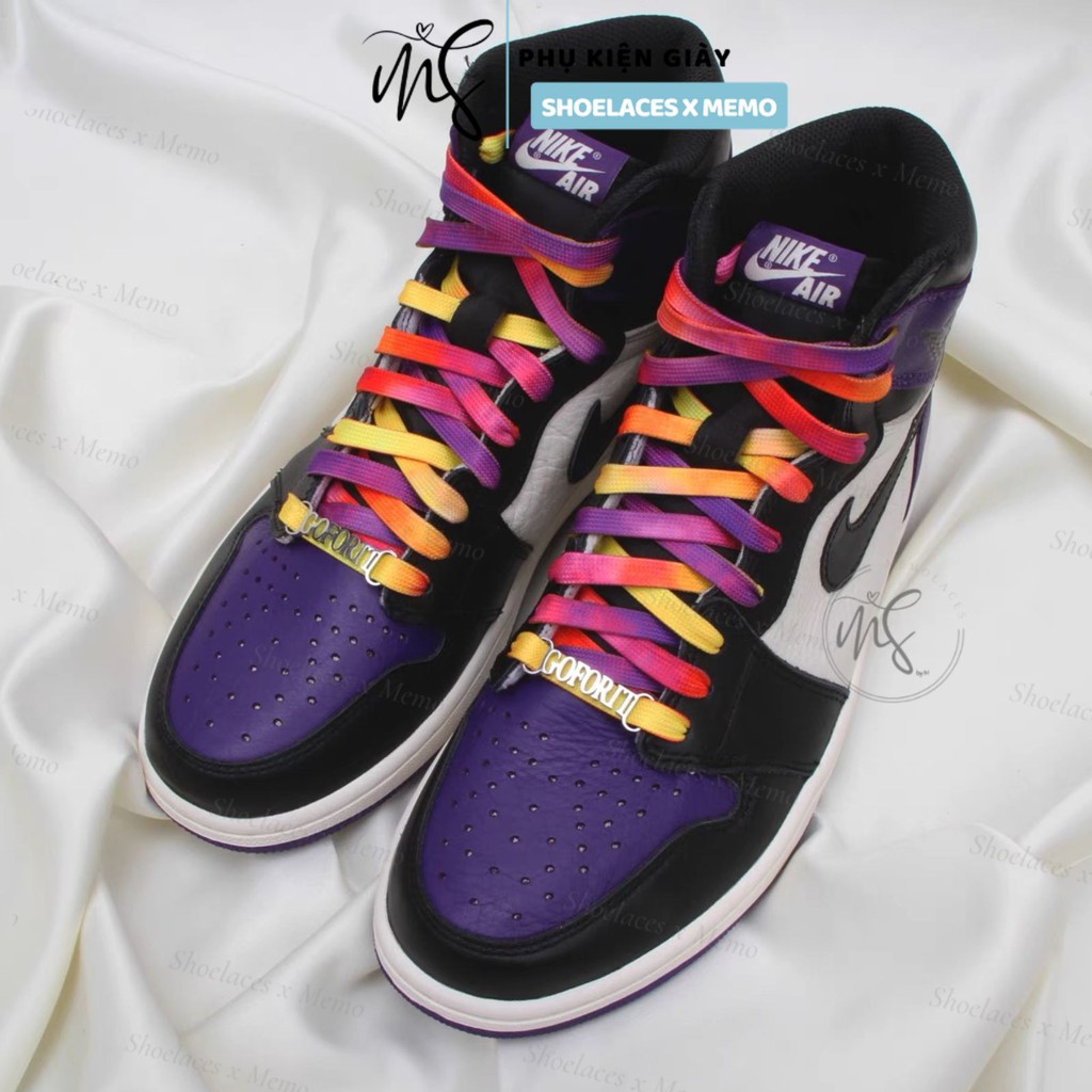 Dây Giày Tie Dye Loang Custom AF1 AJ1 Gam Màu Nhiệt Đới-  Tím Vàng