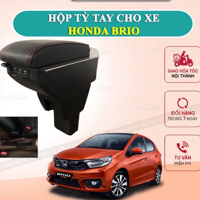 Hộp tỳ tay xe Honda Brio cao cấp tích hợp cổng sạc USB - Bảo hành 12 tháng dự bị