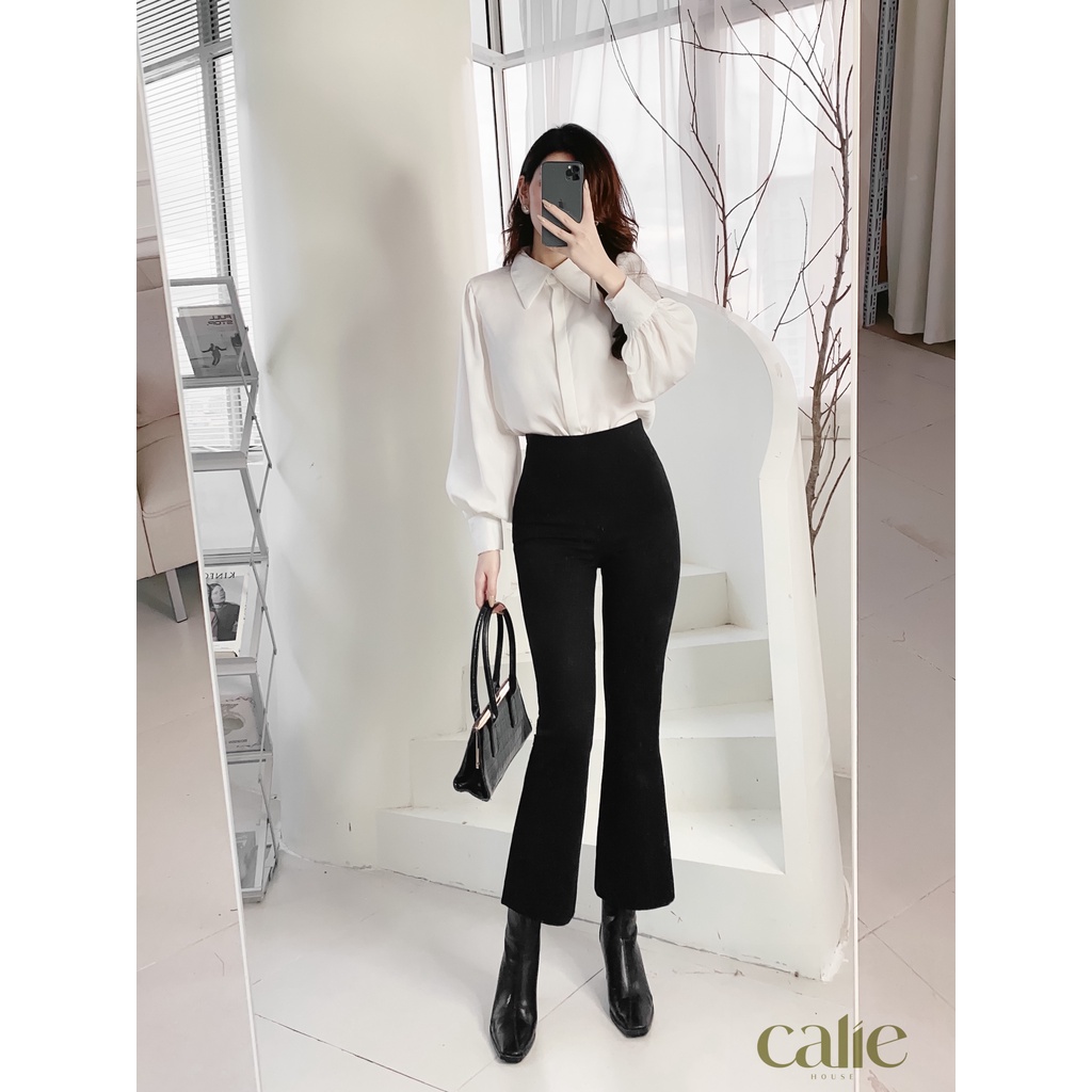 Áo sơ mi lụa nữ dài tay cổ đức form rộng dáng basic thanh lịch thời trang công sở Calie House AS010