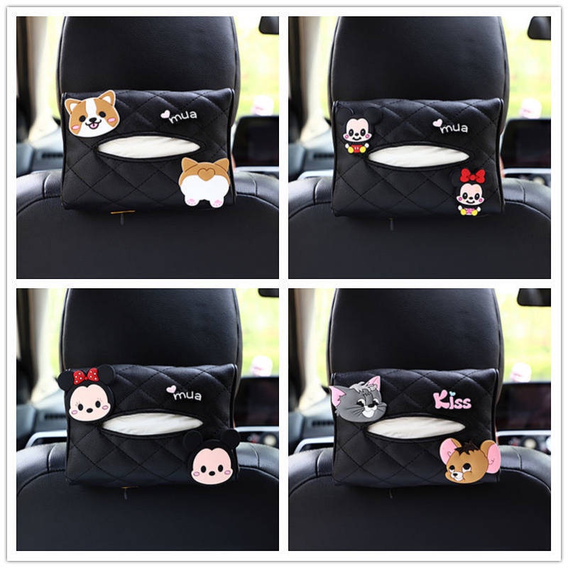Car Interior Decoration Decorative Cartoon Hanging Tissue Box Car Sunshade Armrest Box Chair Back Tissue Dispenser Internet Celebrity Paper Extraction Box RjbU