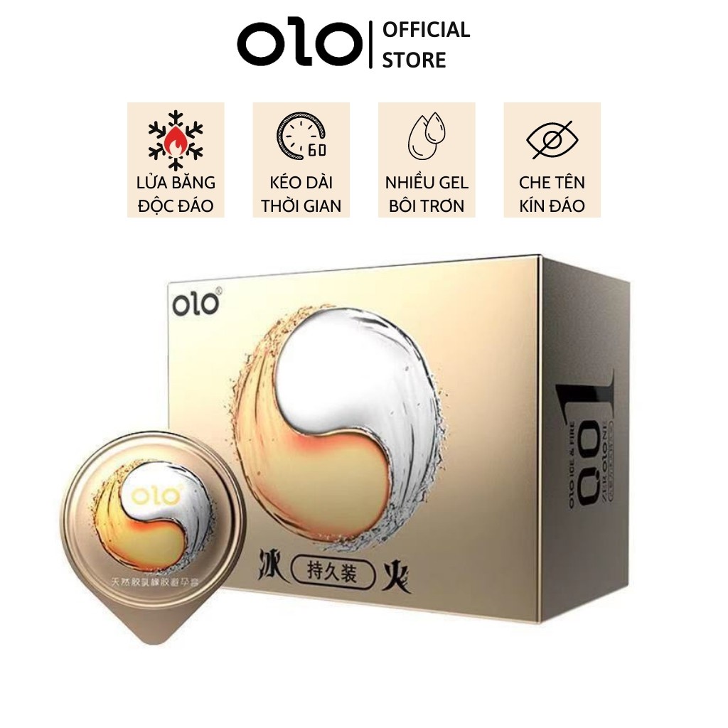 Bao cao su OZO 0.01 Ice & Fire mỏng, nhiều gel bôi trơn, cảm giác lửa băng mới lạ - Hộp 10 bcs-olo store - HÀNG MỚI VỀ