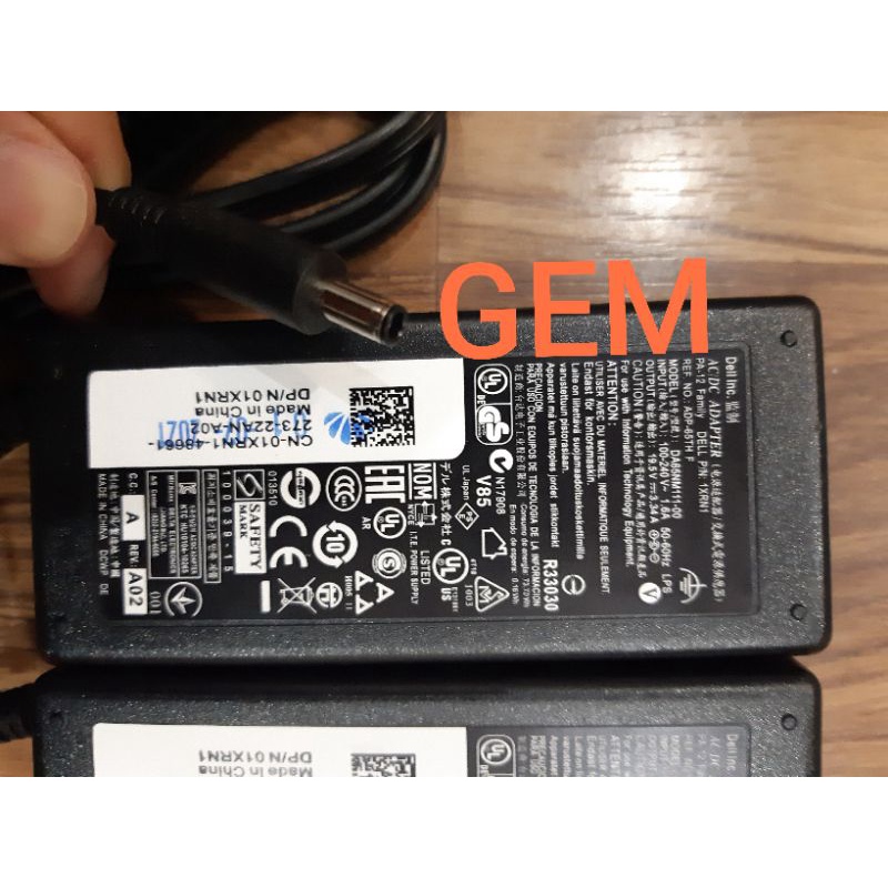 Sạc laptop chính hãng dell 3,34 kim nhỏ 65W kích thước chân sạc Φ4.5×Φ3.0 - dây nguồn volex