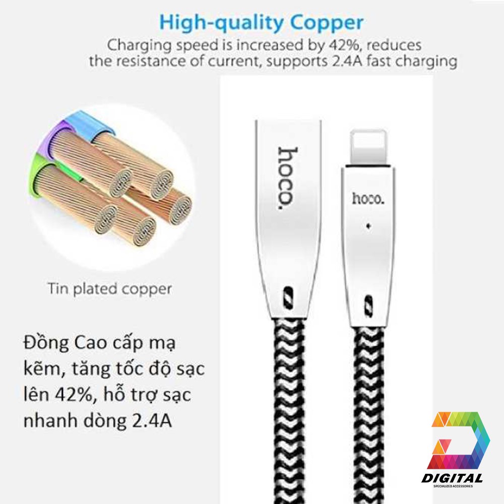 Cáp iPhone / iPad Hoco U11 Chính Hãng Tự Ngắt Khi Sạc Đầy