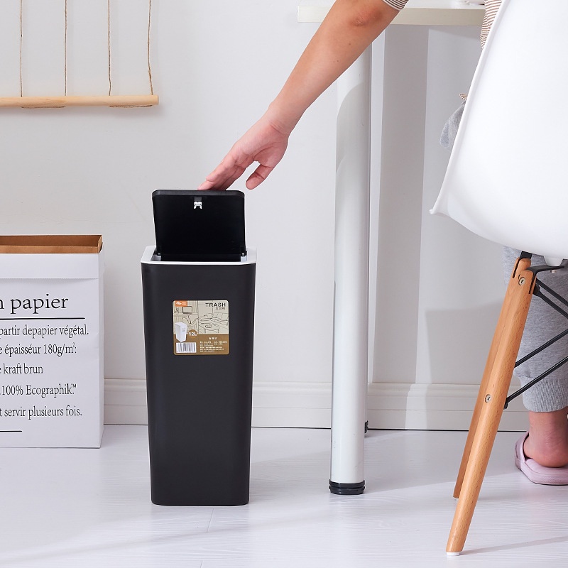 PNL Thùng Rác Nhựa Hình Chữ Nhật Có Nắp Phong Cách Bắc Âu