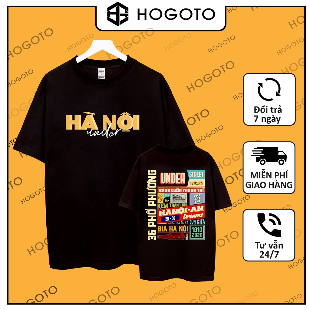 Áo thun Hà Nội ender Hogoto shop , Áo thun unisex nam nữ form rộng oversize chất liệu Cotton 10 màu