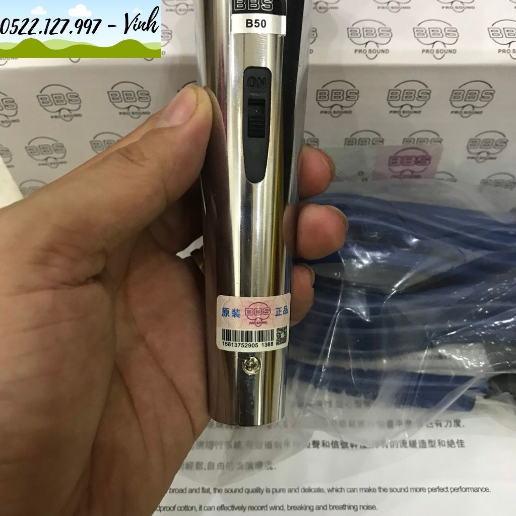 Micro Có Dây BBS B50 HOT 2022 Dây Dài 6 Mét - Tay INOX Không Gỉ Siêu Chắc Chắn -Hút Giọng Tốt - Gia Khang Shop