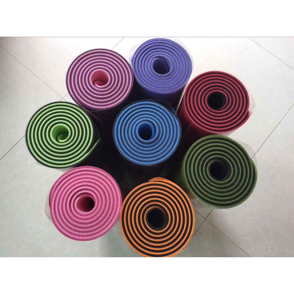 Thảm yoga, thảm tập thể dục chống trượt 4mm, 6mm kèm túi, tự chọn màu