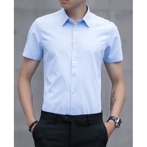 Bộ sưu tập áo sơ mi ngắn tay nam chất đẹp cotton lụa chống nhăn không bài xù phong cách Hàn Quốc