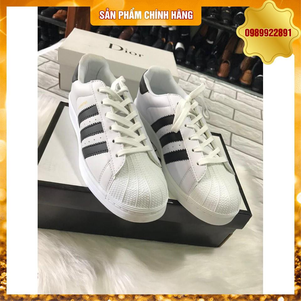 [Video ảnh thật] Giày adidas mũi trơn trắng 3 sọc FULL BOX