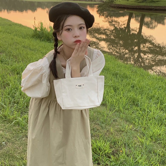 Đầm yếm cổ chữ V phong cách Hàn Quốc thời trang cho nữ