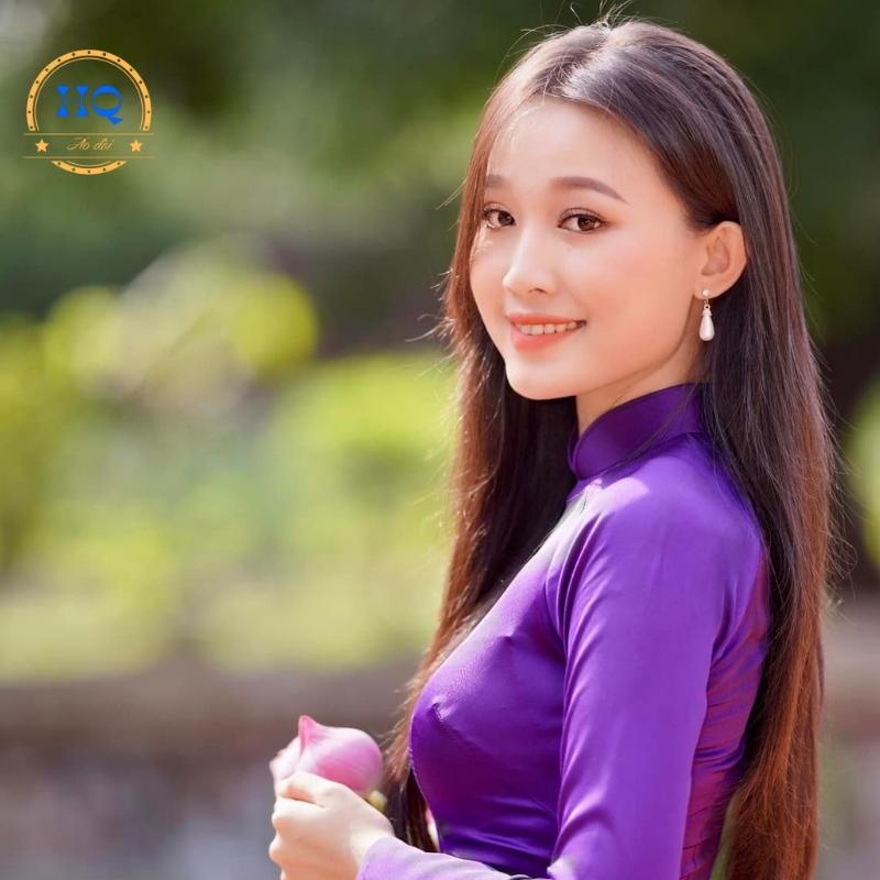 Áo dài màu tím truyền thống - Áo dài tím Huế ADV10