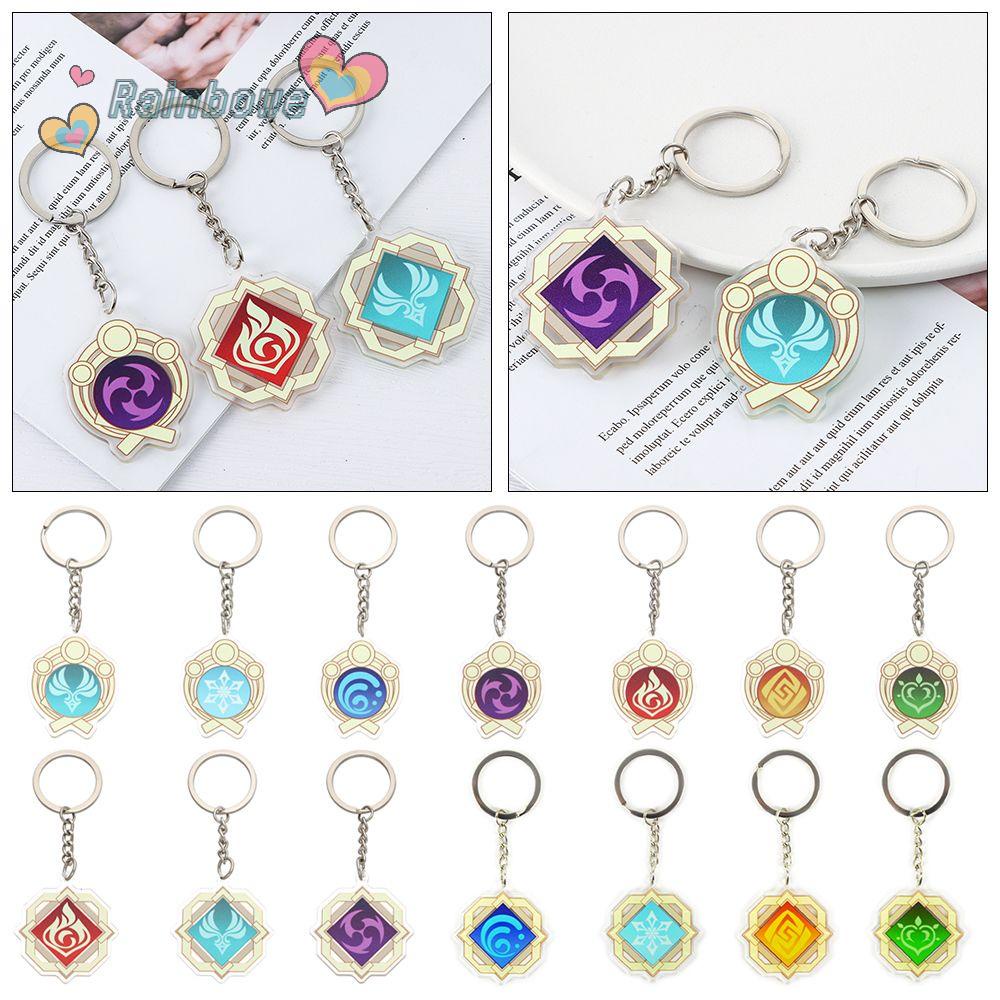 RAINBOW Acrylic Anime Keychain God's Eye Bag Accessories Bag Pendant Genshin Impact Mondstadt Liyue Fashion Element Vision Ornaments