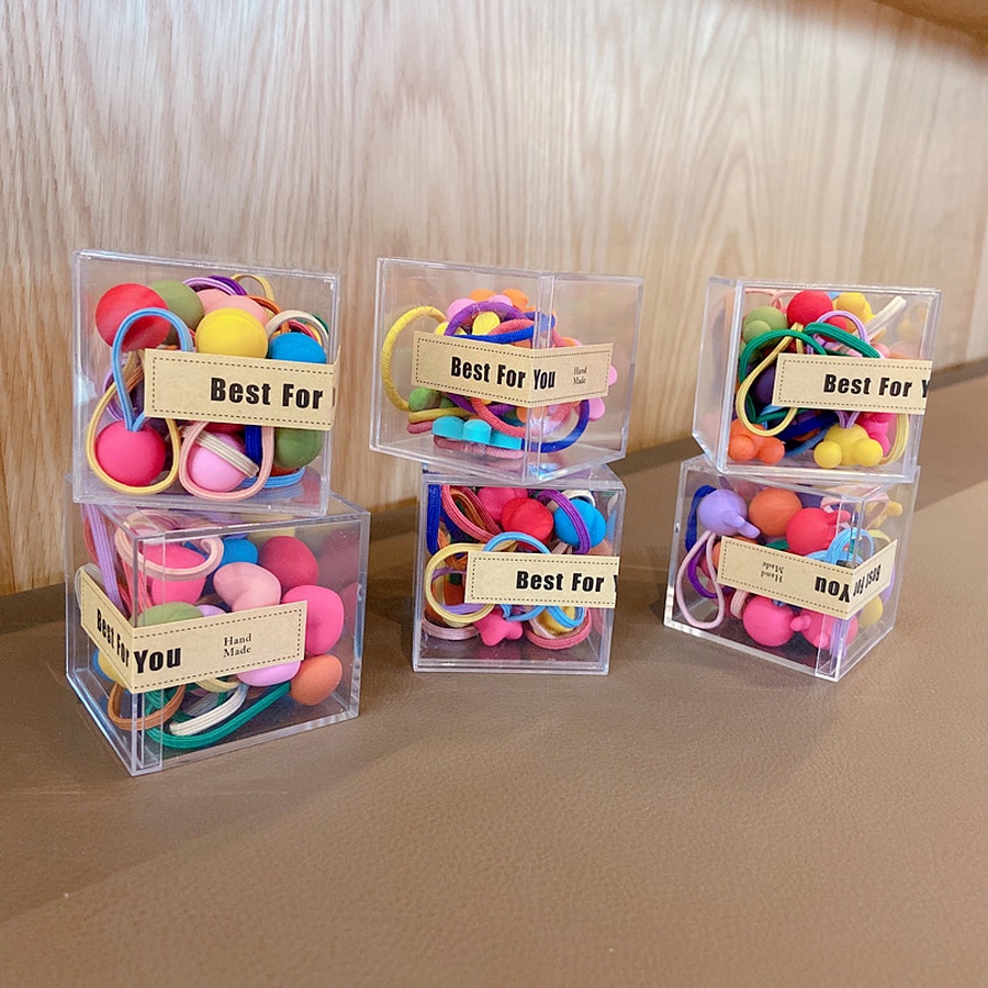 Set 10 dây buộc tóc co giãn họa tiết hoạt hình nhiều màu sắc phong cách Hàn Quốc