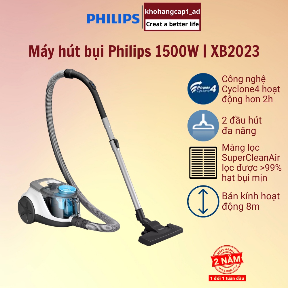 Máy hút bụi Philips XB2023/81 công suất 1500W, công suất hút 360AW  – BH 24 tháng -  khohangcap1_ad