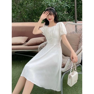 Đầm trắng cổ vuông viền ren tiểu thư🧸🧸🧸