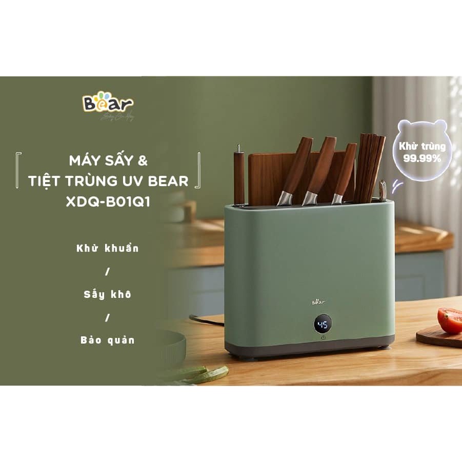 [BH 1 năm]Máy Sấy Tiệt Trùng Dao Thớt Đũa Khử Khuẩn TIA UV BEAR XDQ-B01Q1 CHÍNH HÃNG