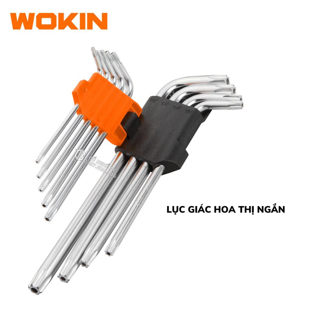 Bộ Lục Giác Hoa Thị Ngắn 9 chi tiết WOKIN 207809 hàm lượng Cacbon cao cứng cáp, chịu được lực cao Đồ nghề DC