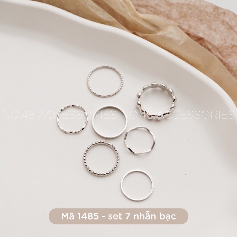 Set Nhẫn Hợp Kim Mạ Vàng/Bạc Phong Cách Hàn Quốc No48